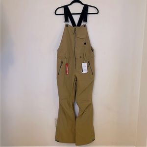 Volcom Swift Slim Stretch Snowboard SKI Snow Pants Bib Overall XS Khaki women’s